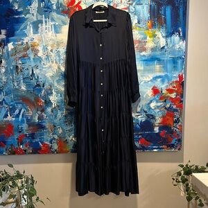 Navy Dress, 70% Viscose, 30% Silk, made in Italy